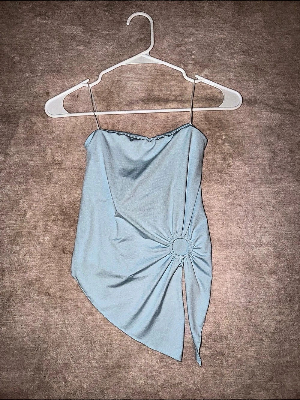 Blue Ruched Asymmetrical Camisole